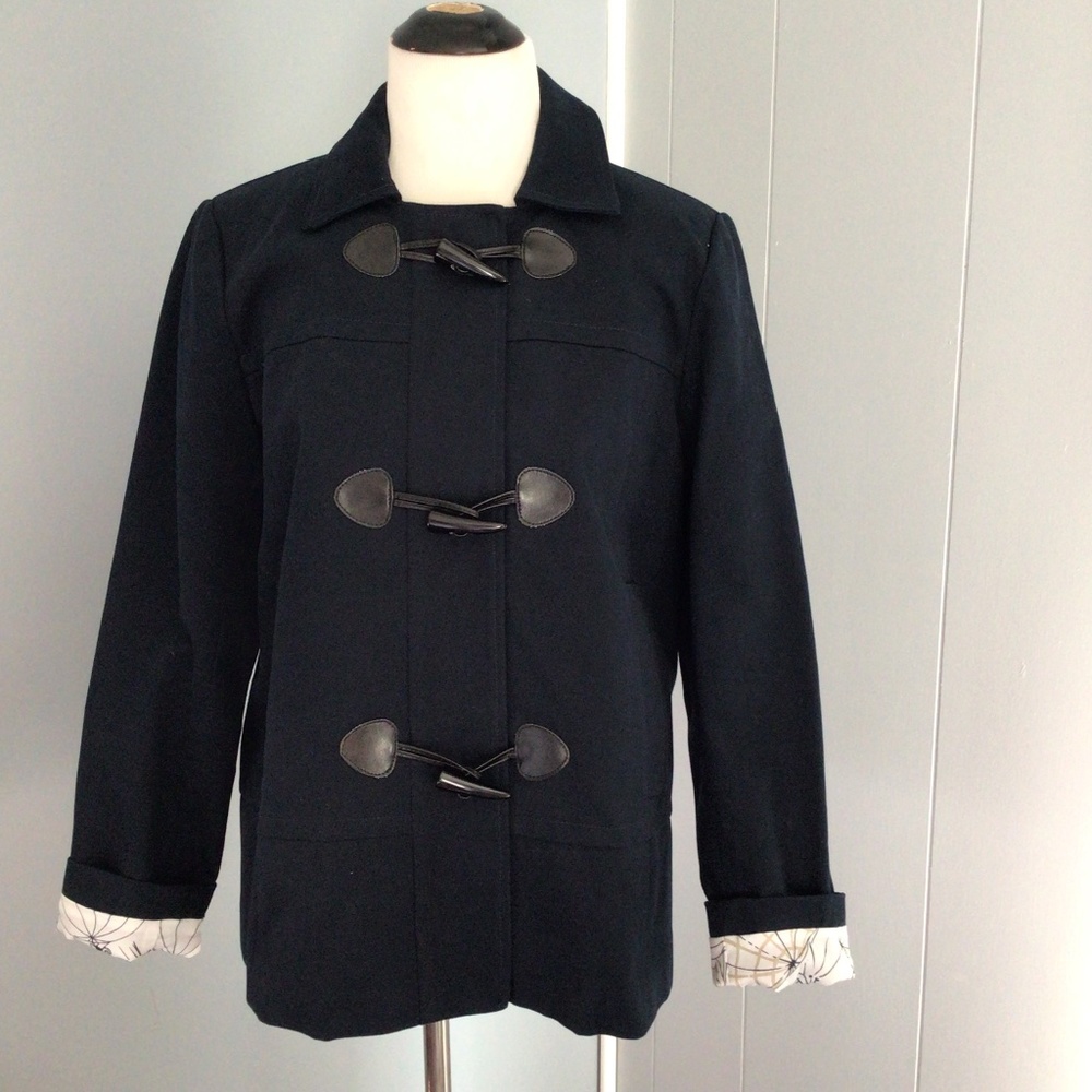 BANANA REPUBLIC WOMENS JACKET - PREPPY NAVY - FULLY LINED - PETITE MEDIUM